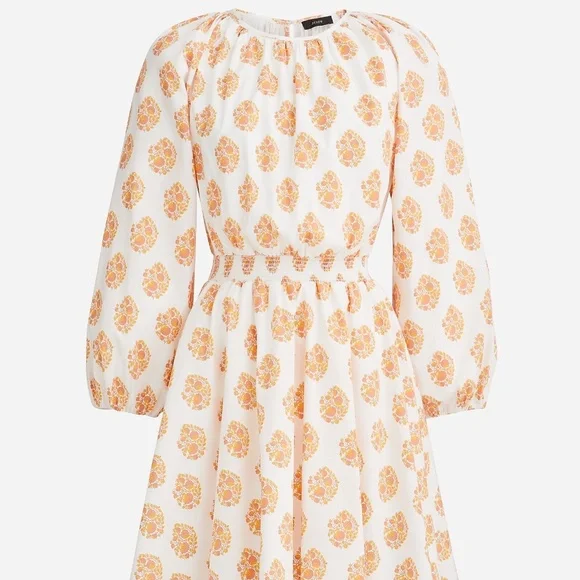 NWT J. Crew Smocked Waist Floral Block Print Mini Dress - XS - Picture 1 of 16
